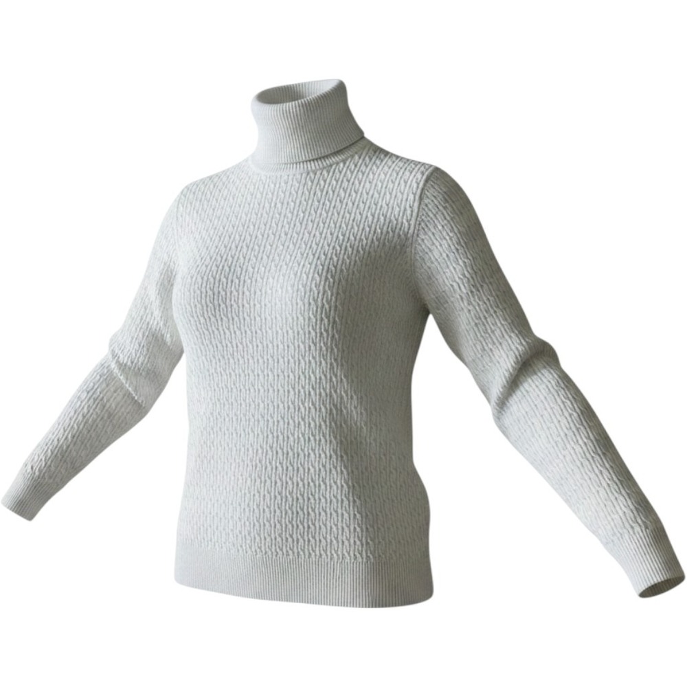 Lands End Preppy Turtleneck Womens XL White Cable Knit Classic Sweater